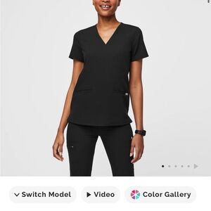 Black V-Neck Women's Figs Top